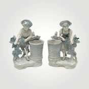 2 Porzellanfiguren, Mädchen und Junge bei der Weinlese