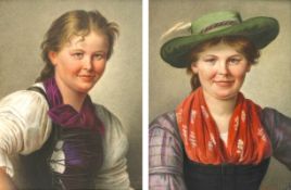 1 Paar Porzellanbilder nach Defregger 