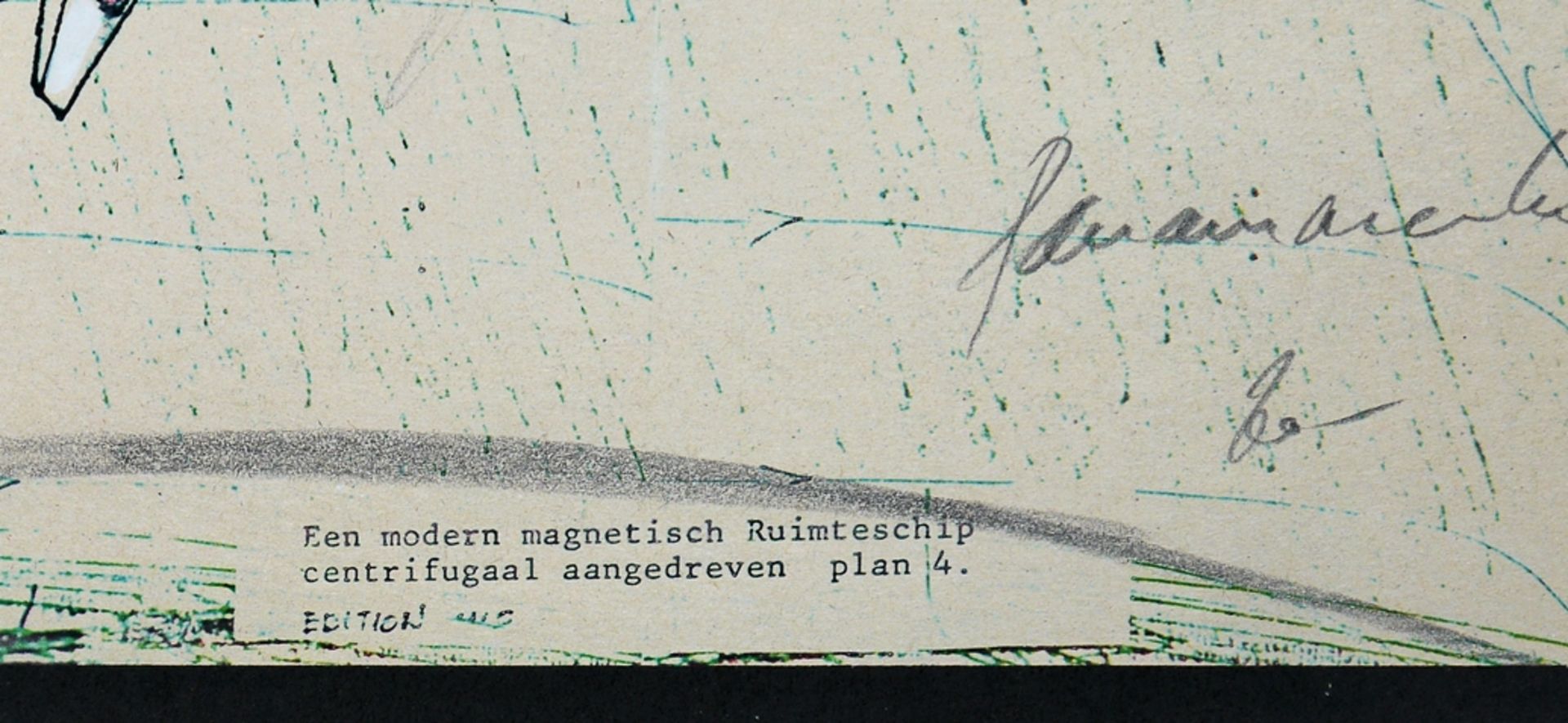 Panamarenko, "Een modern magnetisch Ruimteship centrifugaal aangedreven - plan 4", handkolorierte,  - Bild 3 aus 3