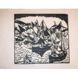 Richard Seewald, Segelbarken (Elba), signierter Holzschnitt von 1922