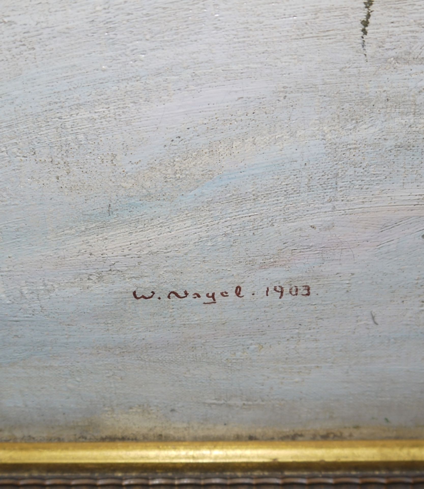 Wilhelm Nagel, Winterlandschaft mit Gespann, Ölgemälde von 1903, gerahmt - Bild 3 aus 4