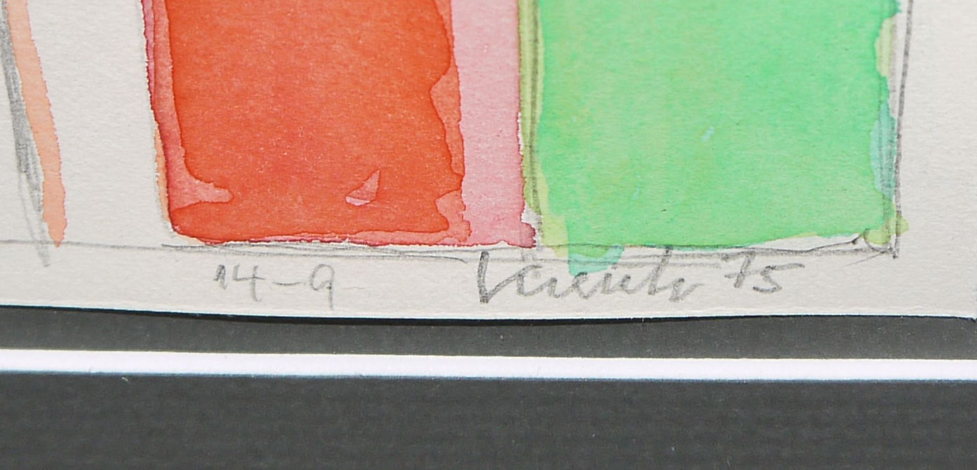 Heinz Kreutz, Triptychon: Farbgruppen & Farbfiguren, 3 Aquarelle gleich gerahmt - Bild 4 aus 4