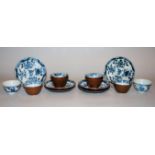 Acht Koppchen und sechs Untertassen, Exportporzellan mit Sammlungsnummer August des Starken, China 