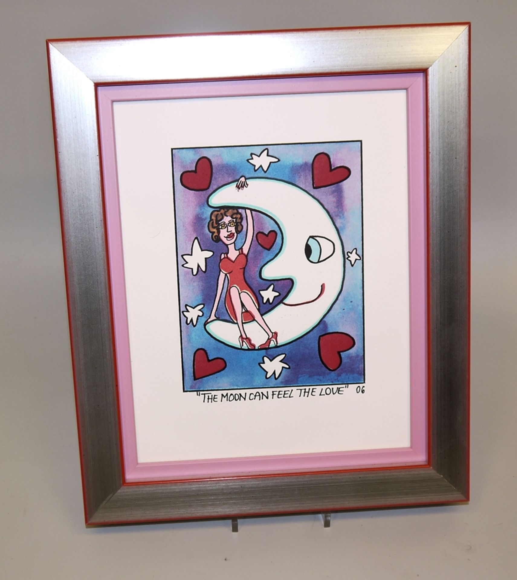 James Rizzi, "The Moon Can Feel The Love", Farblithographie von 2006, galeriegerahmt