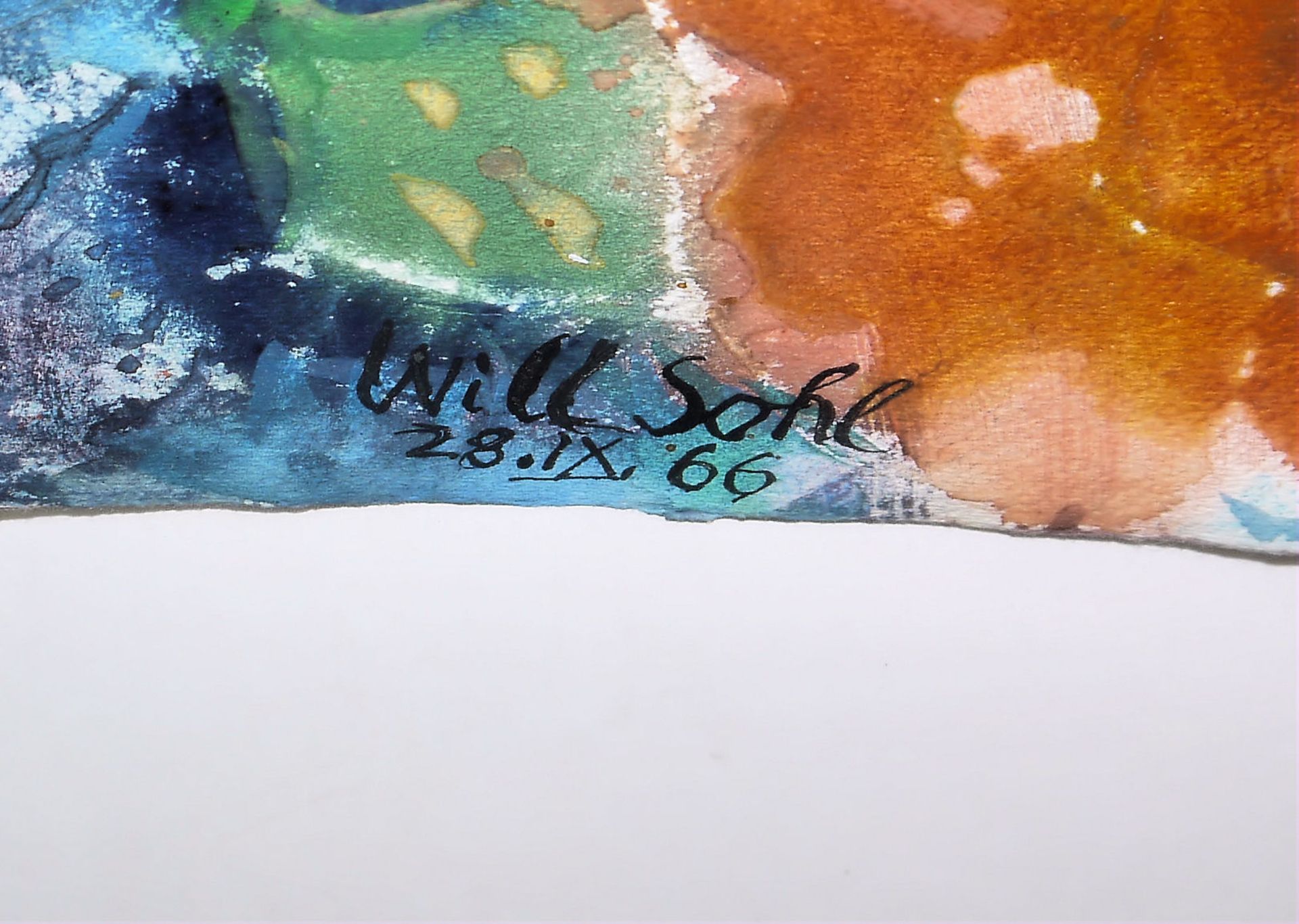 Will Sohl, Sommerblumen, signiertes Aquarell von 1966, gerahmt - Bild 2 aus 2
