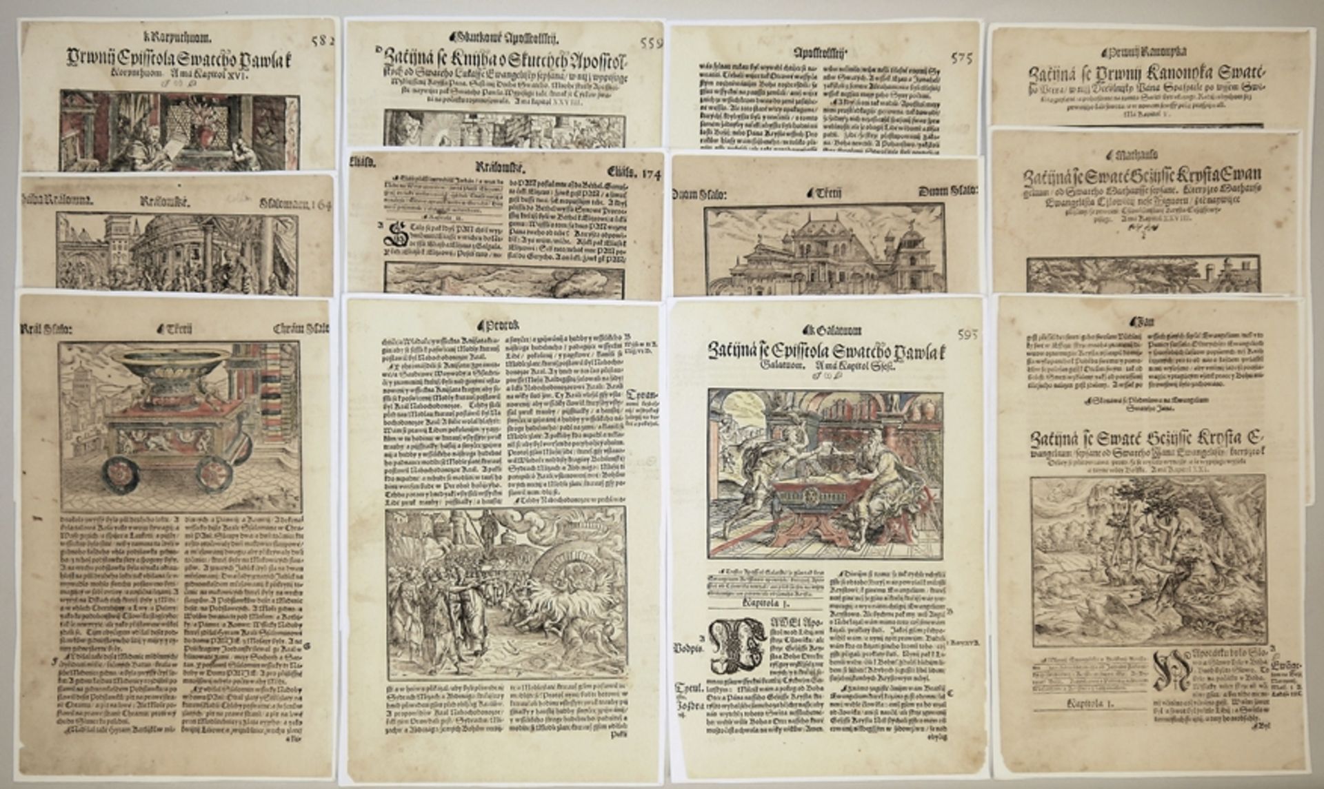 Bible Kralická (Kralitzer Bibel), 15 originale Holzschnitte des 16. Jhs. auf ganzseitigen Textblätt - Bild 3 aus 3