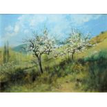 Pierre Ernest Ballue, Blühende Obstbäume im Frühling (Arbres fruitiers en fleurs au printemps), Ölg