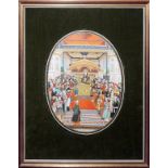 Durbar des Moghul-Herrschers Akbar Shah II., feine Miniaturmalerei von Suresh Lohar, Udaipur, Indie