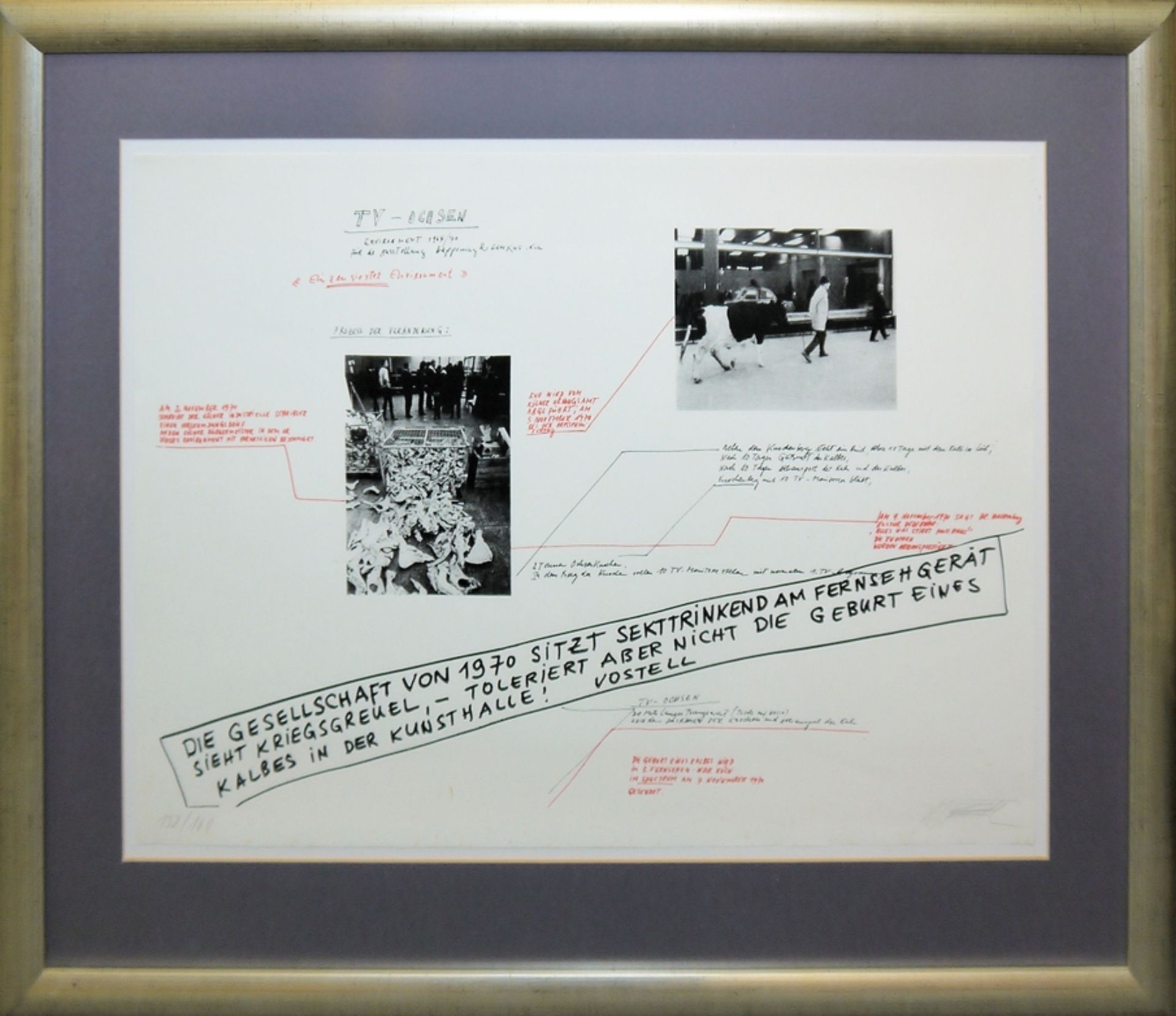 Wolf Vostell, TV Ochsen (Environment 1964/70 Für die Ausstellung Happening Fluxus, Köln), signierte