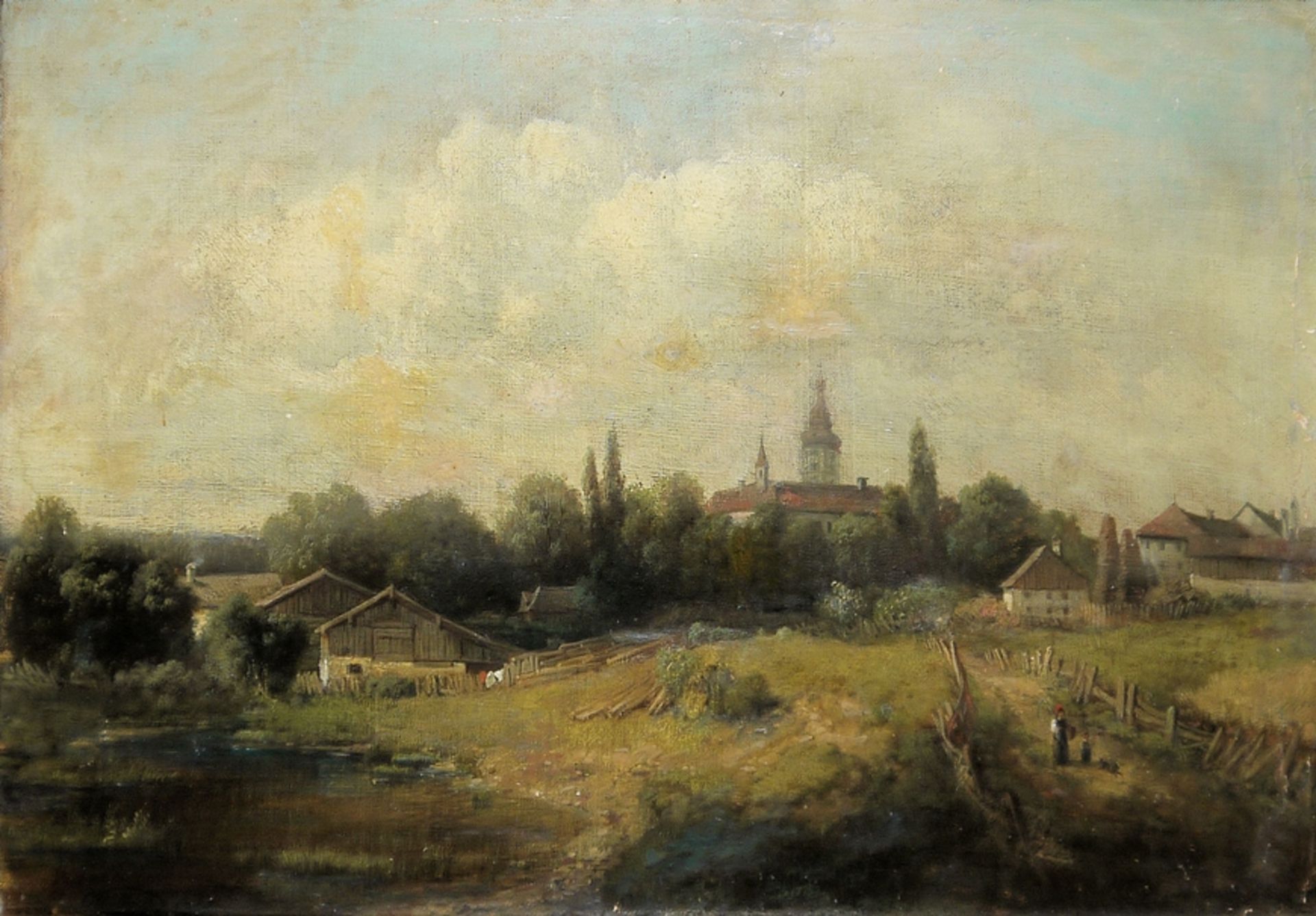 Carl Millner & Wilhelm Klein, Landschaften, 2 Ölgemälde 19. Jh., unrest. Speicherfunde, beide alt g