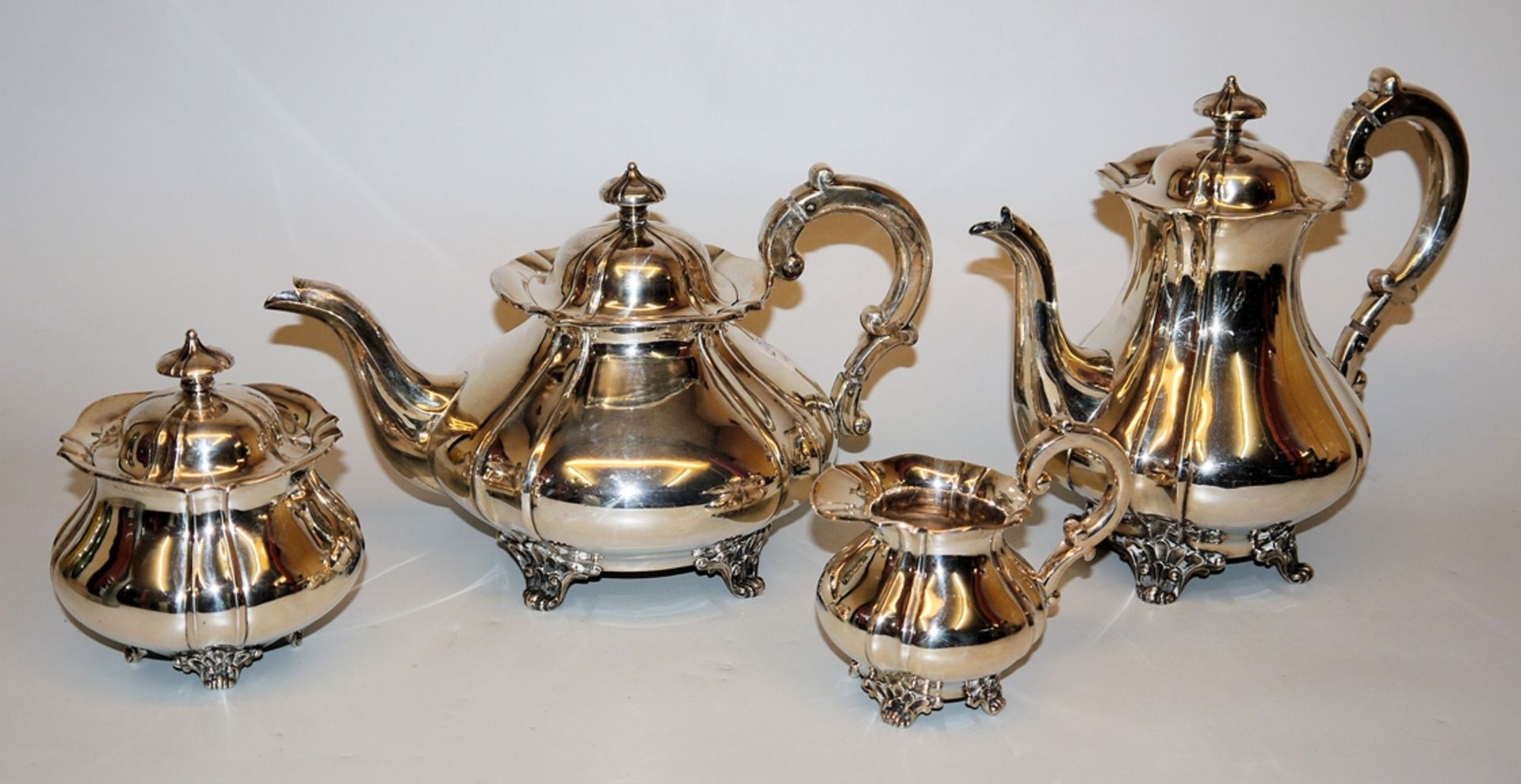 Vierteiliger Kaffee- und Kaffeekern, Silber, Koch & Bergfeld, Bremen