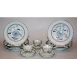 18-teiliges Service Export-Porzellan der Tek Sing, China um 1820