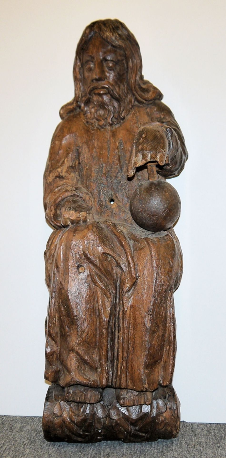 Christus als Salvator Mundi / Weltenerbarmer, große Holzskulptur um 1600