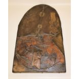 Wolfgang Bier, "Relief Halbrund" mit Schnürungen, Leder & Eisen, von 1982