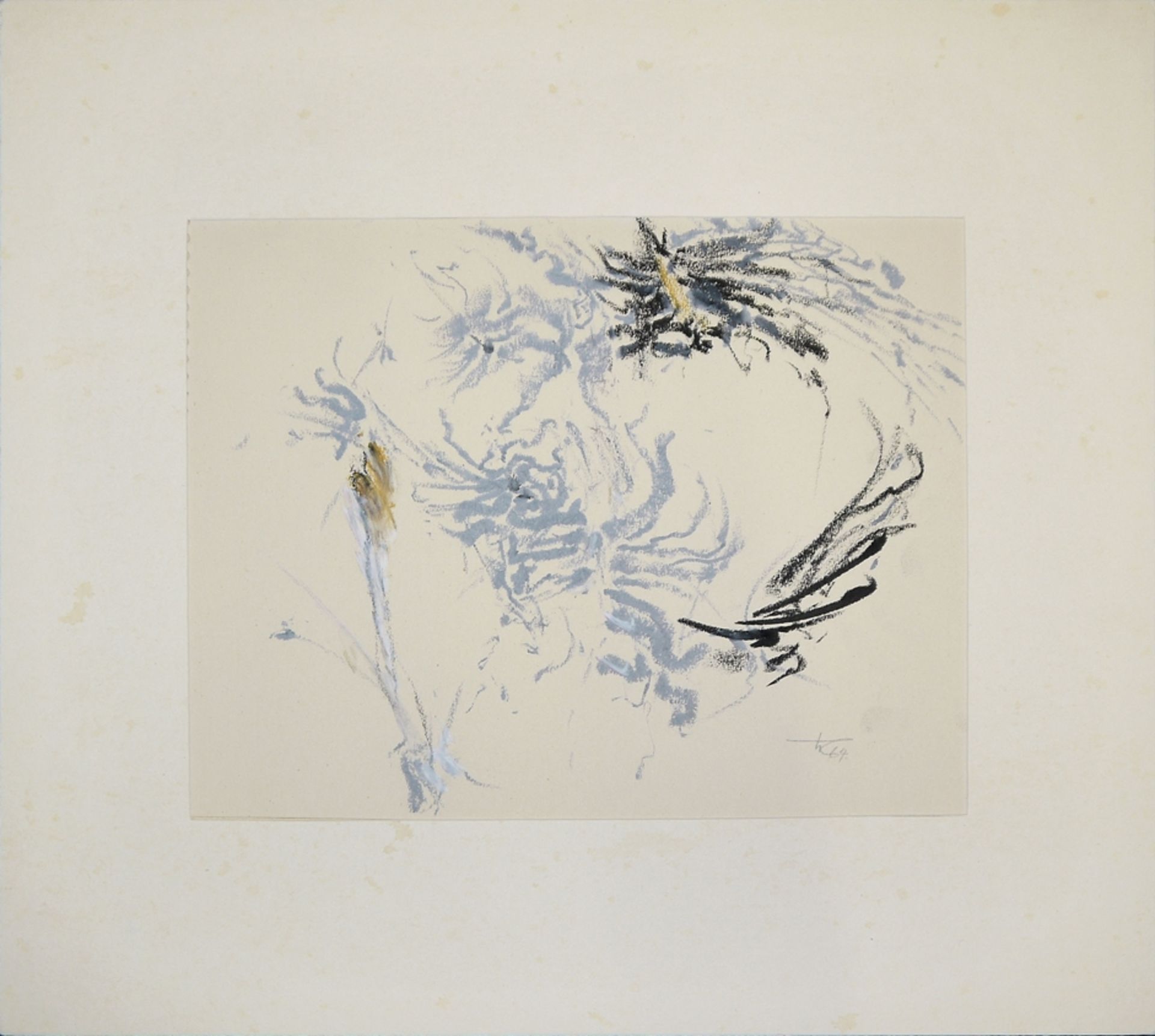 Hann Trier, Informelle Komposition, signierte Kreidezeichnungen von 1964