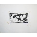 Ewald Mataré, Stehende Kuh nach links, signierter Holzschnitt von 1920