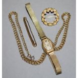Slg. Goldschmuck und Damenarmbanduhr, Gold