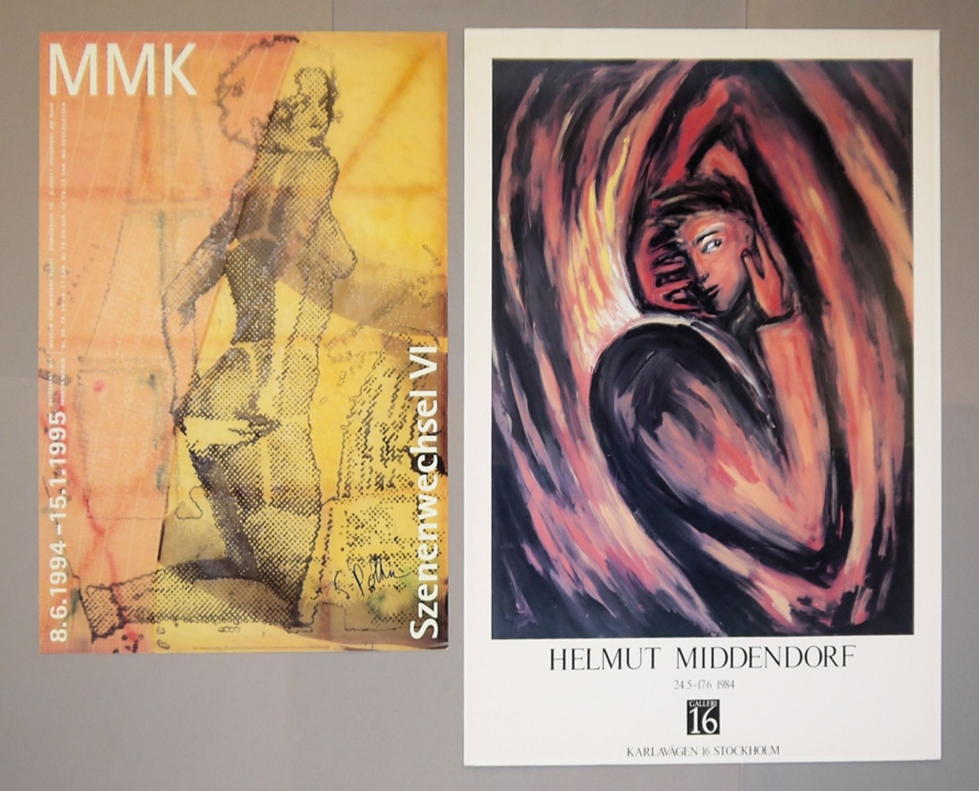 Sigmar Polke, "Szenewechsel VI" , signiertes Plakat von 1995 & Helmut Middendorf, Plakat/ Stockholm