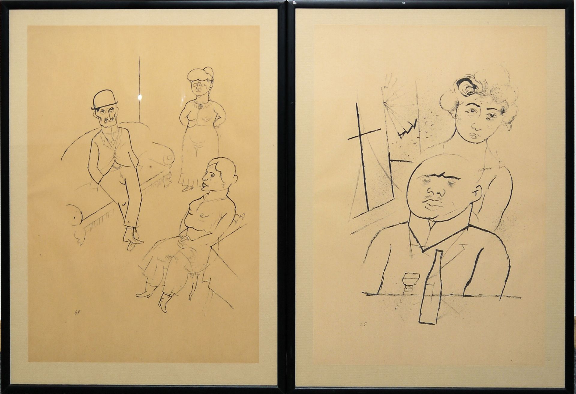 George Grosz, "Melancholie" & "Krach", 2 Photolithographien aus "Ecce homo" von 1921/23, beide glei