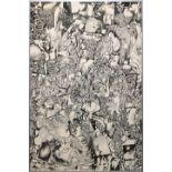 Günter Drebusch, "Labyrinth G.", große Tuschezeichnung von 1966, gerahmt 