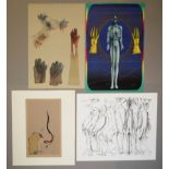 Bruno Bruni, Günter Grass, Paul Wunderlich (2x), 4 große, sign. Lithographien 