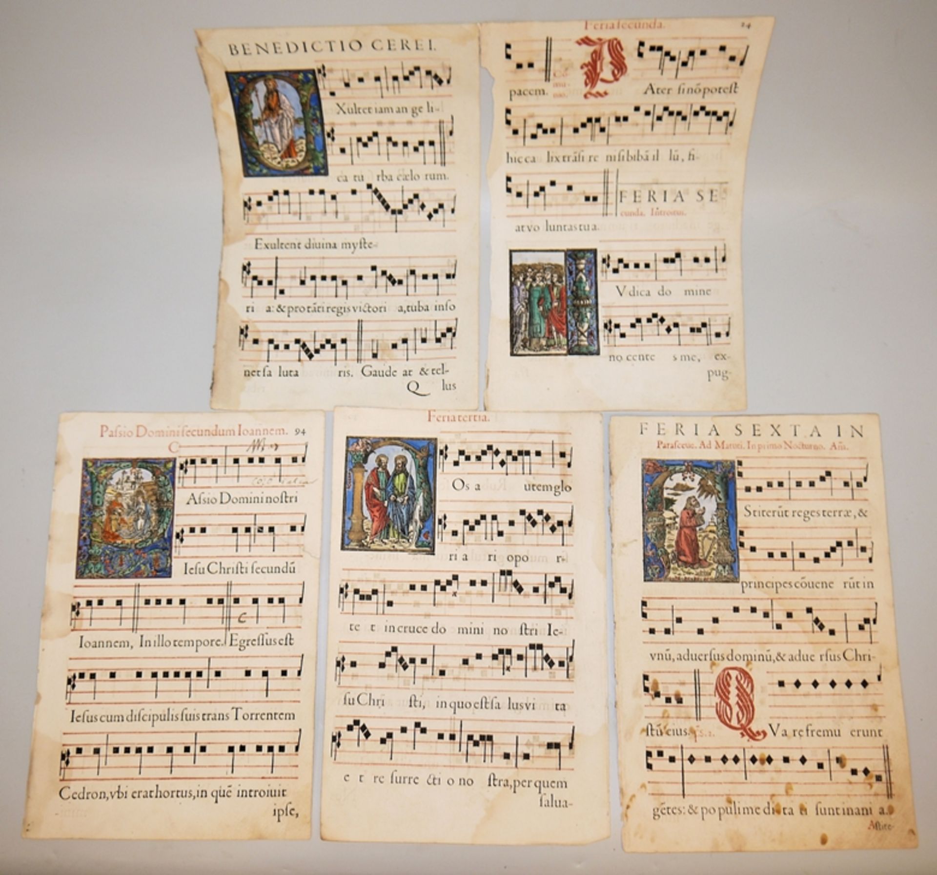 Zwei Spät-Inkunabeln eines Missale und fünf Antiphonar-Blätter um 1500/1550 - Bild 3 aus 3