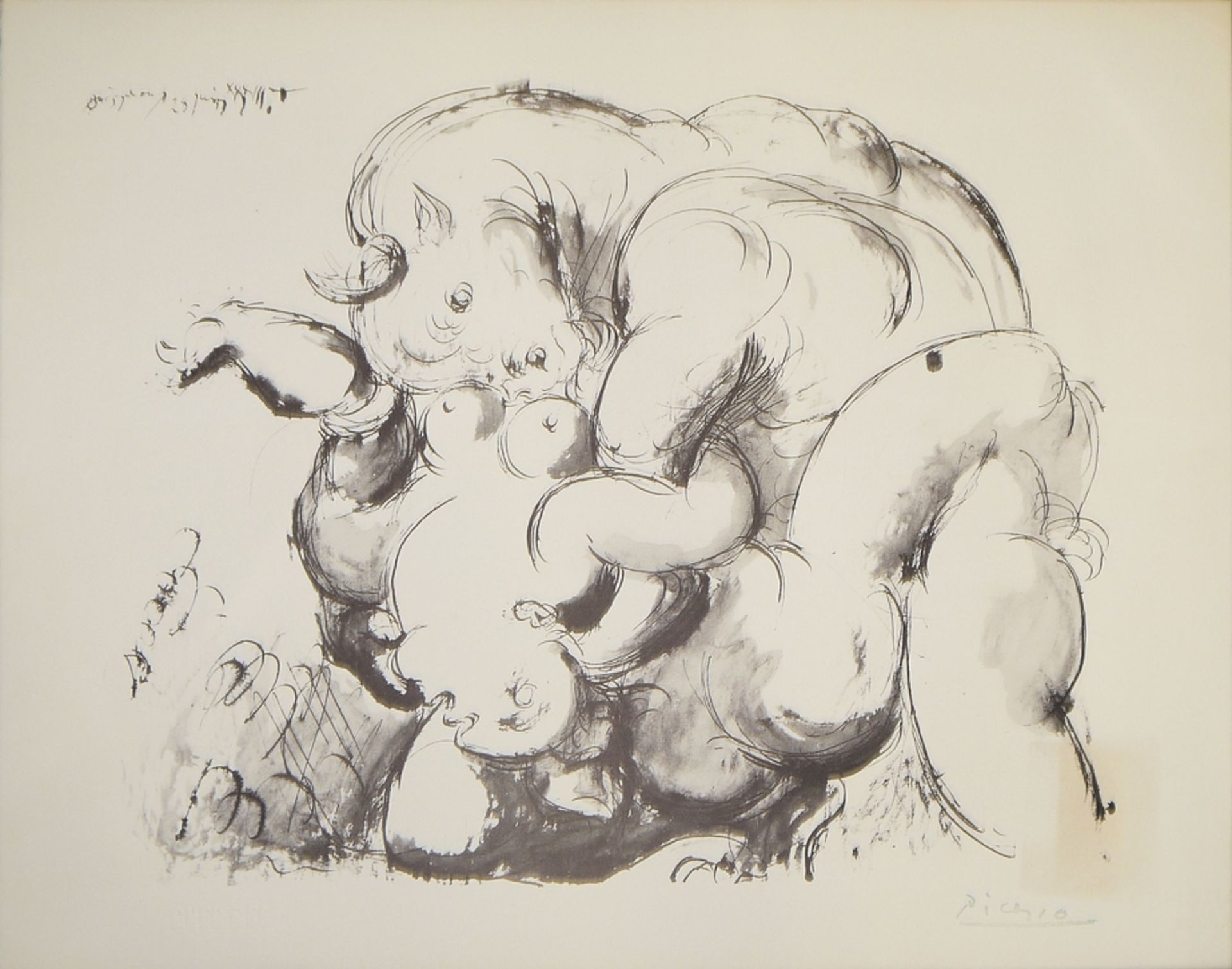 Pablo Picasso, nach, "Le dormeur" & "Minotaure et femme nue", zwei Pochoir-Lithographien, SPADEM 19 - Bild 2 aus 5