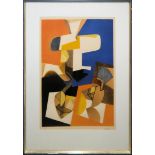 Maurice Estève, Le Prince, signierte Farblithographie von 1954, gerahmt