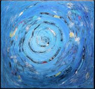 Dietmar Brixy, "Im Strudel des Lebens", großes Ölgemälde von 1998, im Stahlrahmen, mit Zertifikat