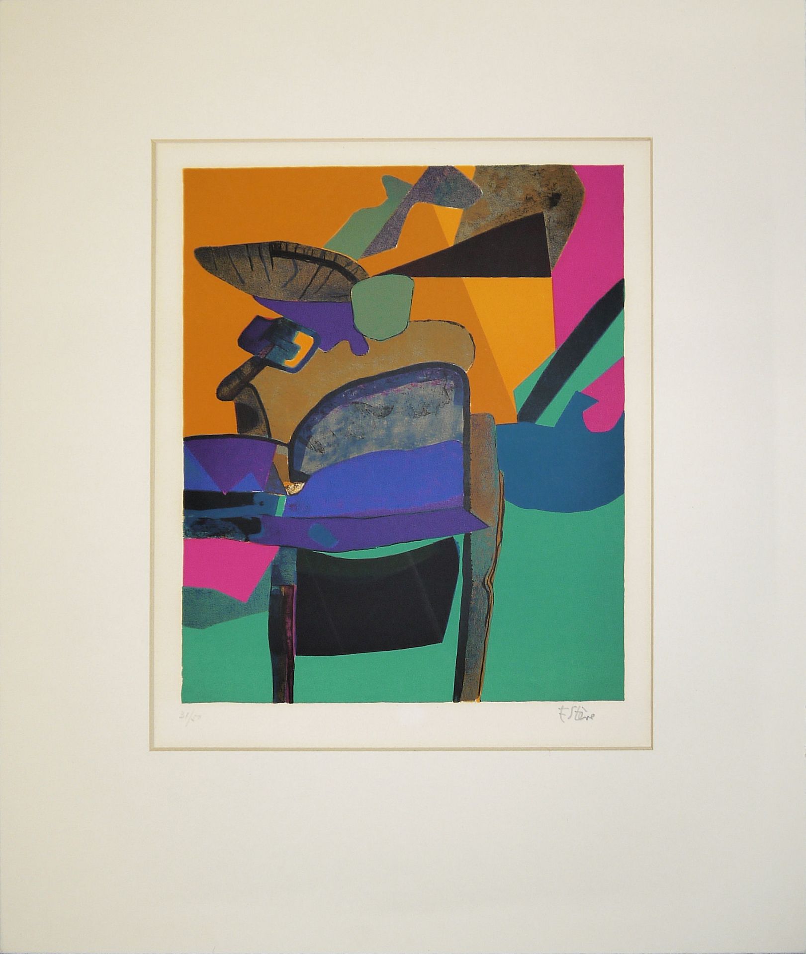 Maurice Estève, Bossaille, signierte Farblithographie von 1974