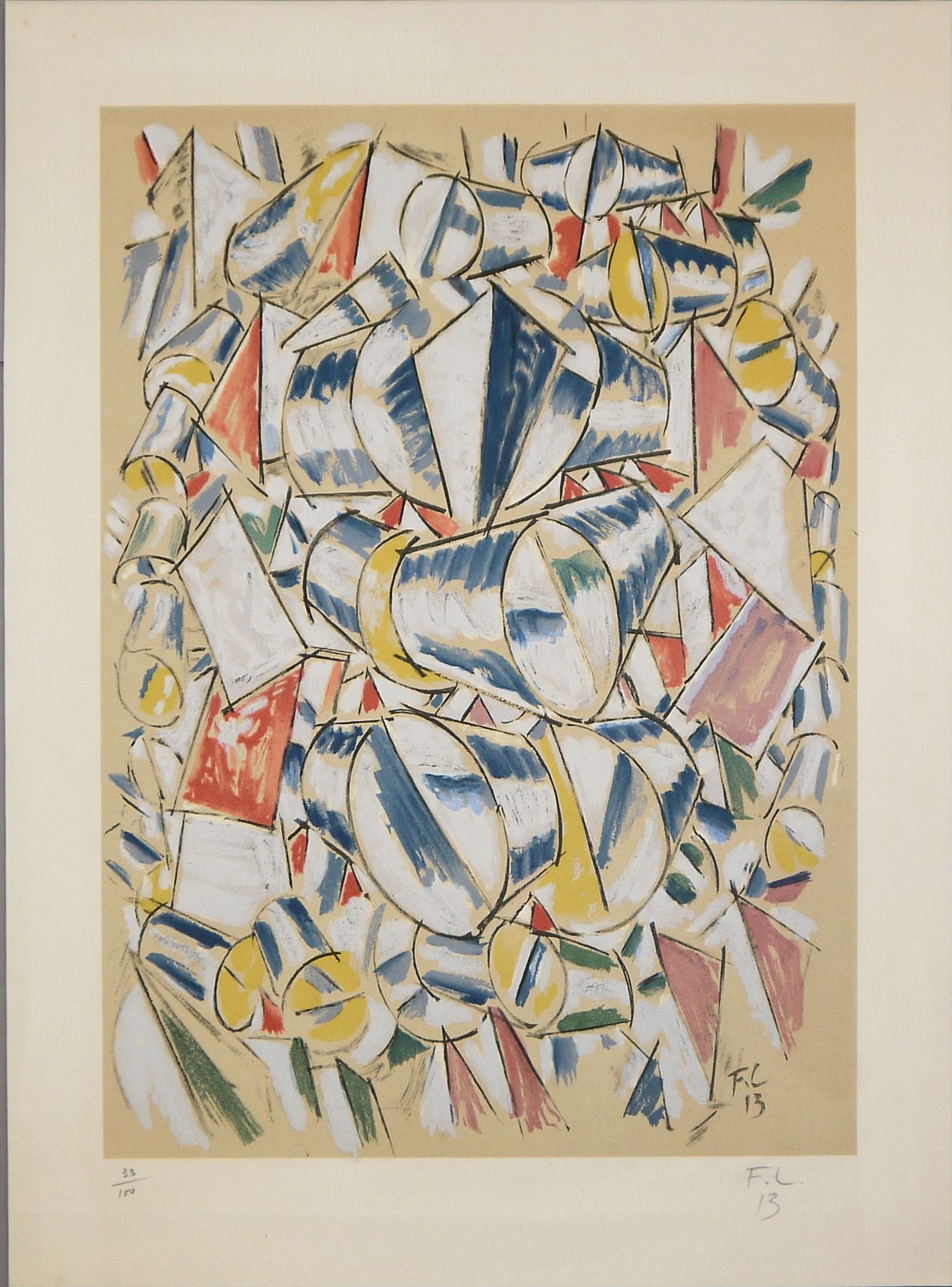 Fernand Léger, Contraste de formes, monogrammierte Farblithographie von 1913