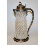 Große Glas-Karaffe mit Silber-Montur, spätes 19. Jh.