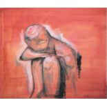 Lucebert, Sitzende Figur, signiertes Acrylgemälde