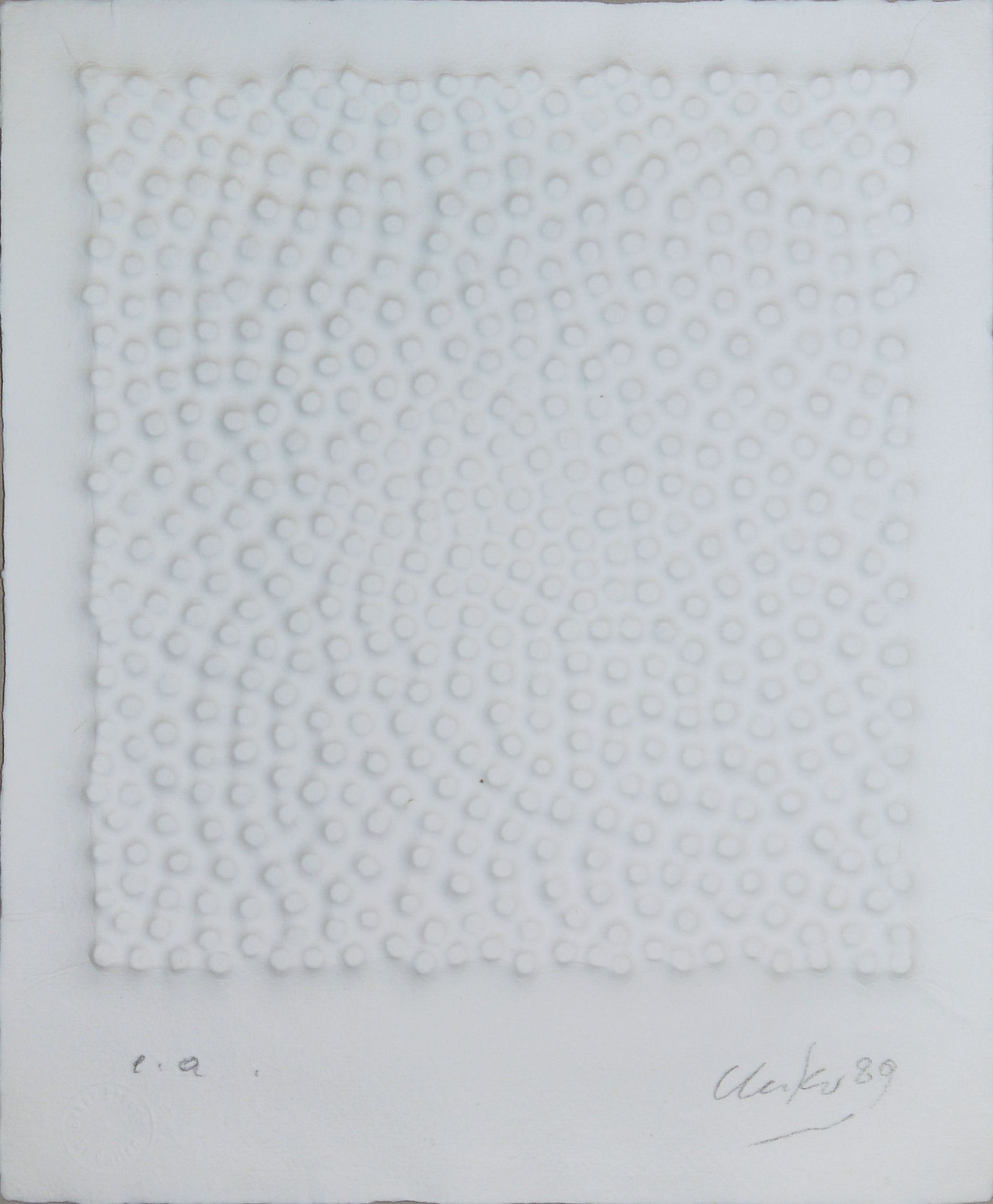 Günther Uecker, "Wind", signierter Nagel-Prägedruck von 1989