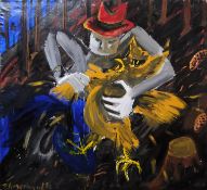 Peter Angermann, "Höhere Gewalt", großformatiges Ölgemälde von 1982