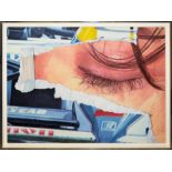 Fritz Köthe, "Geschlossenes Auge", großformatiges Ölgemälde von 1988, gerahmt