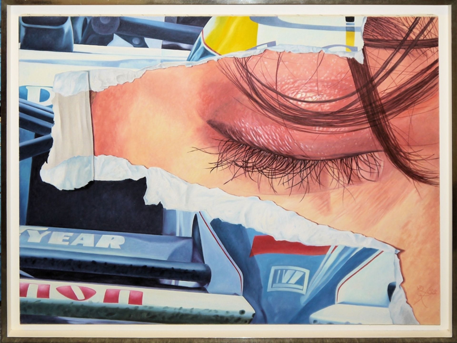 Fritz Köthe, "Geschlossenes Auge", großformatiges Ölgemälde von 1988, gerahmt