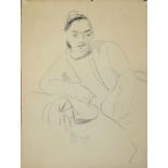 Max Gubler, Junge Frau, große Zeichnung um 1930 & Gisbert Pupp, "Jeune fille, femme, mère", Aquarel