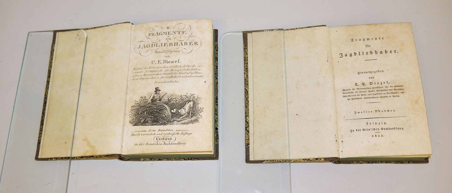 2 antiquarische Bände für Jagdliebhaber von 1821/1823