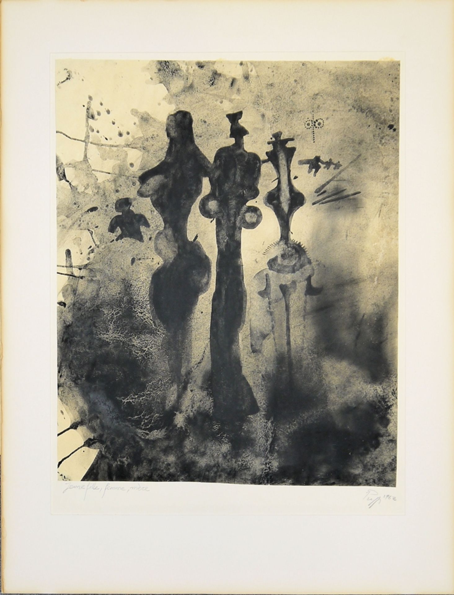 Max Gubler, Junge Frau, große Zeichnung um 1930 & Gisbert Pupp, "Jeune fille, femme, mère", Aquarel - Bild 3 aus 4