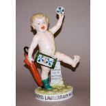 Seltene Reklamefigur des "Lauterbacher Strolchs" zum stadtberühmten Camembert, Porzellanfigur von S
