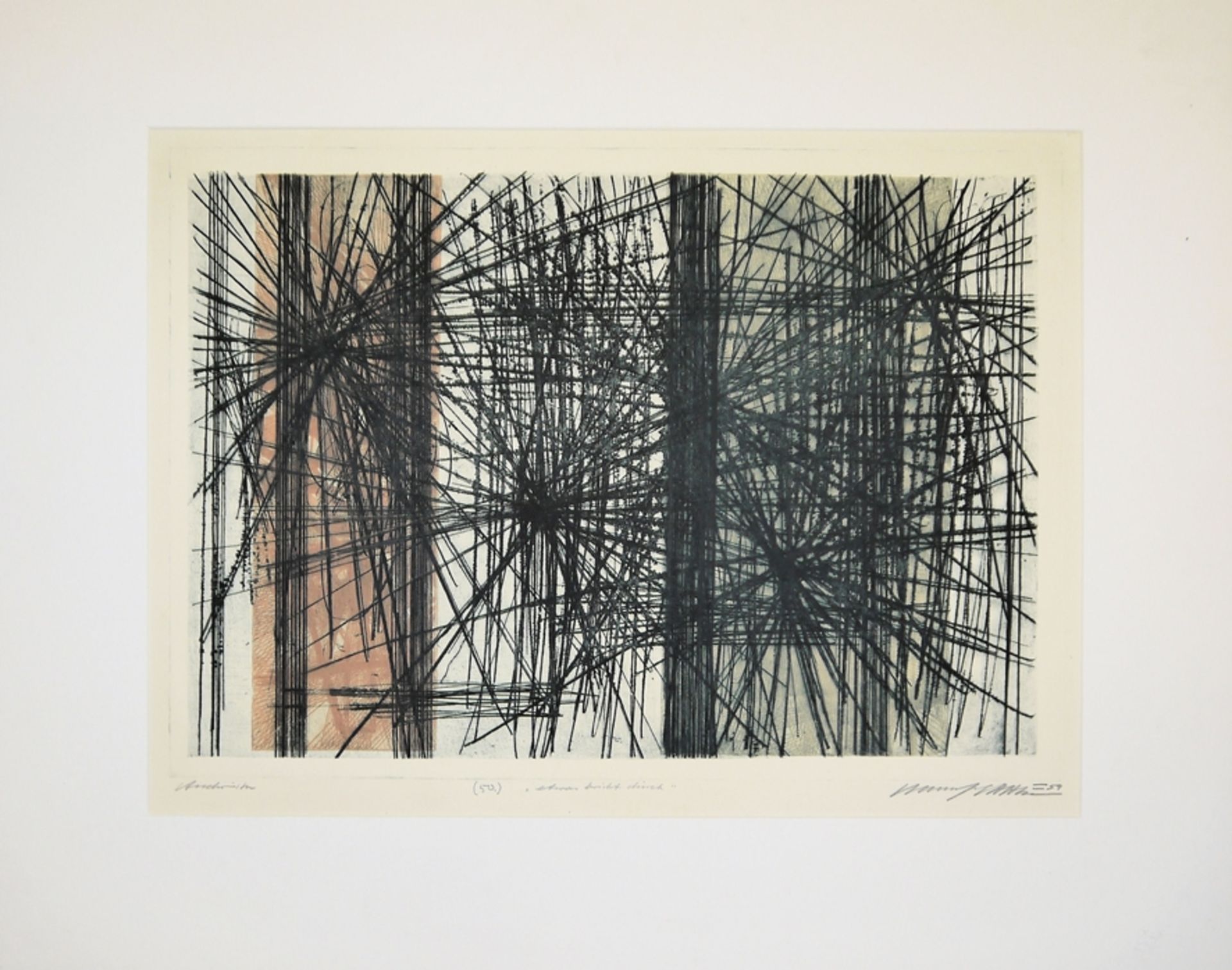 Volkmar Haase, "Etwas bricht durch", große Radierung von 1959, signiert