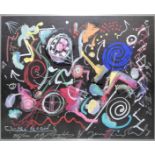 Jean Tinguely, "Pro Pro Gin", signiertes Farboffset, gerahmt