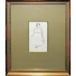 Heinrich Zille, Frau im Kleid, Kohlezeichnung, gerahmt 