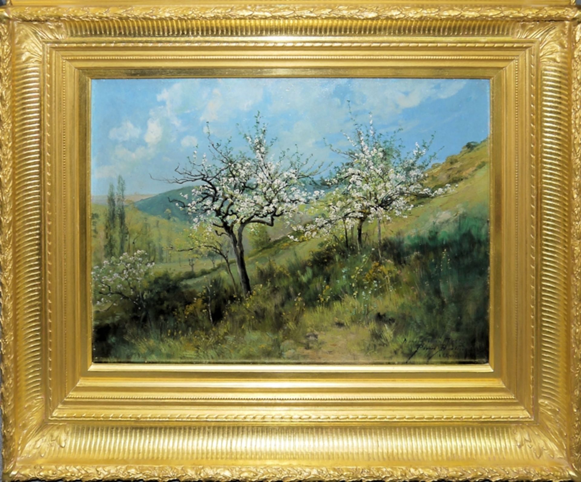 Pierre Ernest Ballue, Blühende Obstbäume im Frühling (Arbres fruitiers en fleurs au printemps), Ölg - Bild 2 aus 4