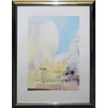 Leander, Stadtbild mit Menschen vor einem historischen, großen Kirchengebäude, Ölgemälde in edler G