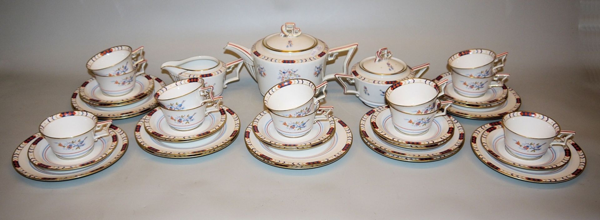 Porzellan-Teeservice "Tirana" des Art Déco für 12 Personen Rosenthal mit seltenem Dekor von 1931