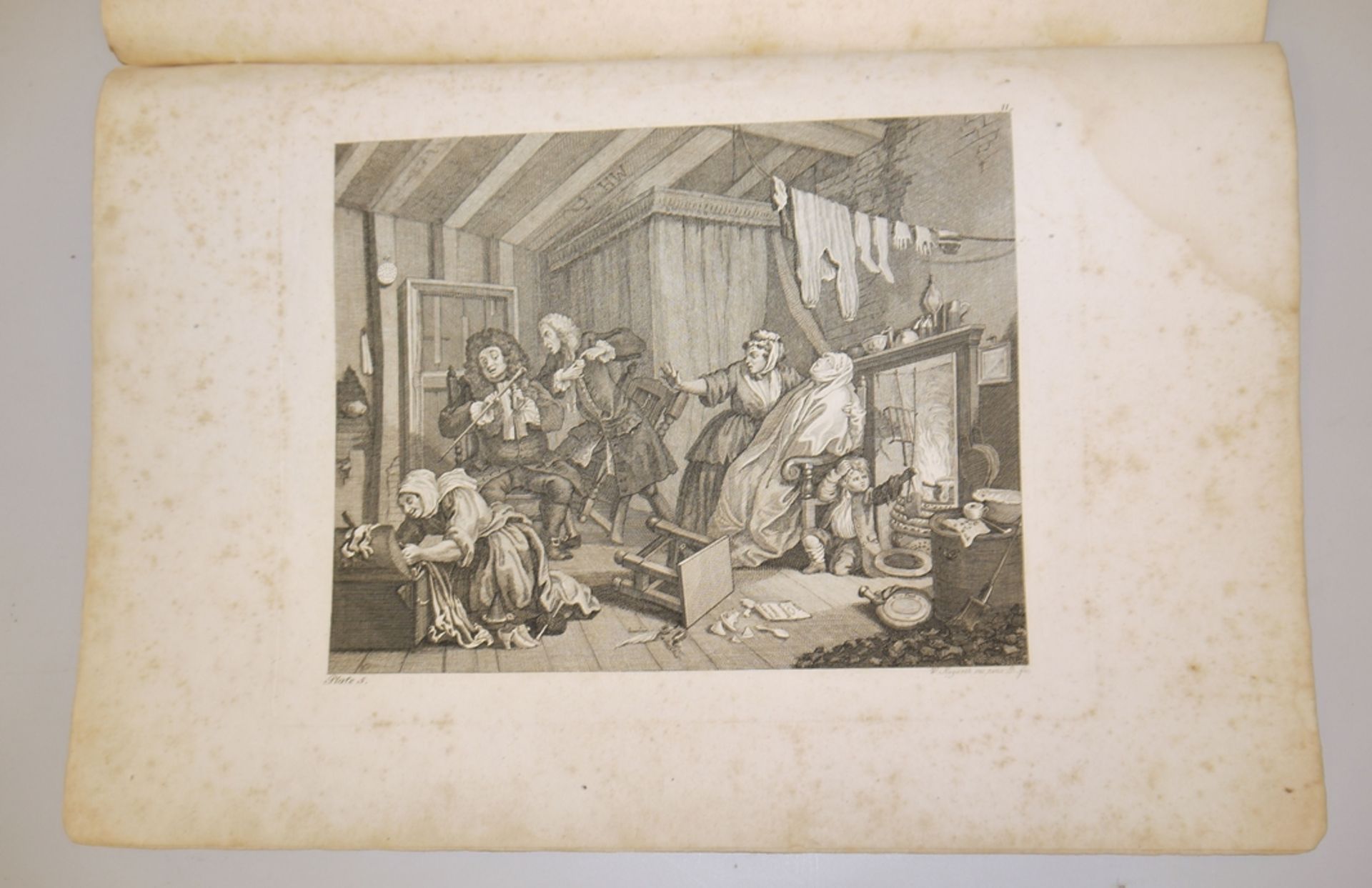 William Hogarth , "A Harlott's Progress" (Der Werdegang einer Hure), 1732, Folge von 6 Kupferstiche - Bild 5 aus 7