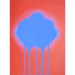 Otto Piene, "Blaue Feuerblume", sign. Farbsiebdruck von 1967