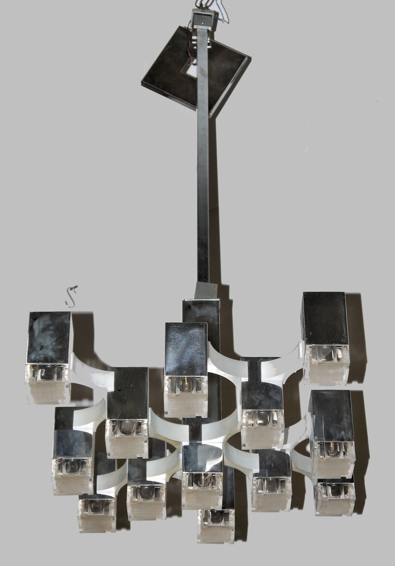 Gaetano Sciolari, Pendelleuchte "Cubic", Italien 1970er Jahre